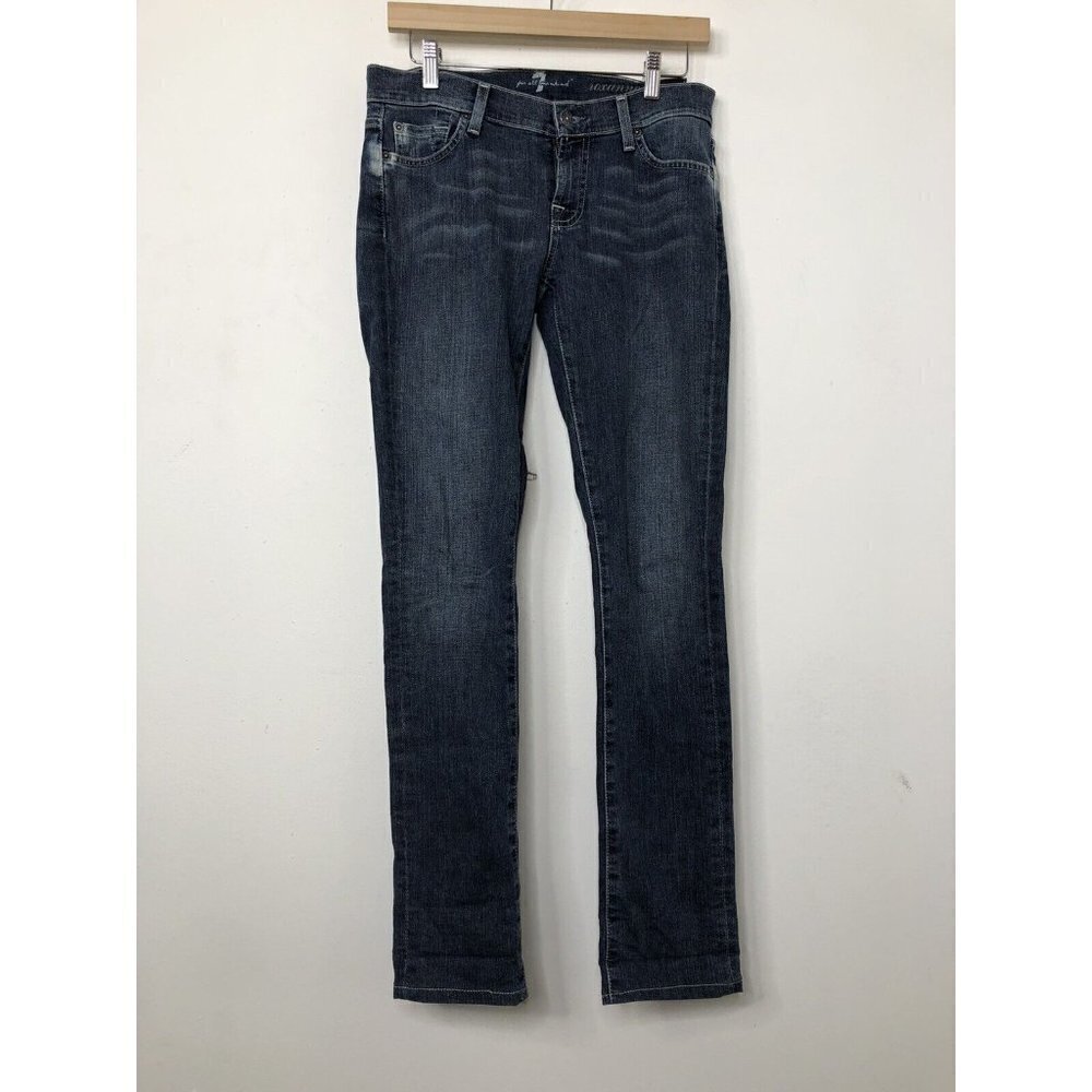 7‎ For All Mankind Roxanne Womens 26x32 Blue Denim Jeans Skinny Stretch - Picture 2 of 8